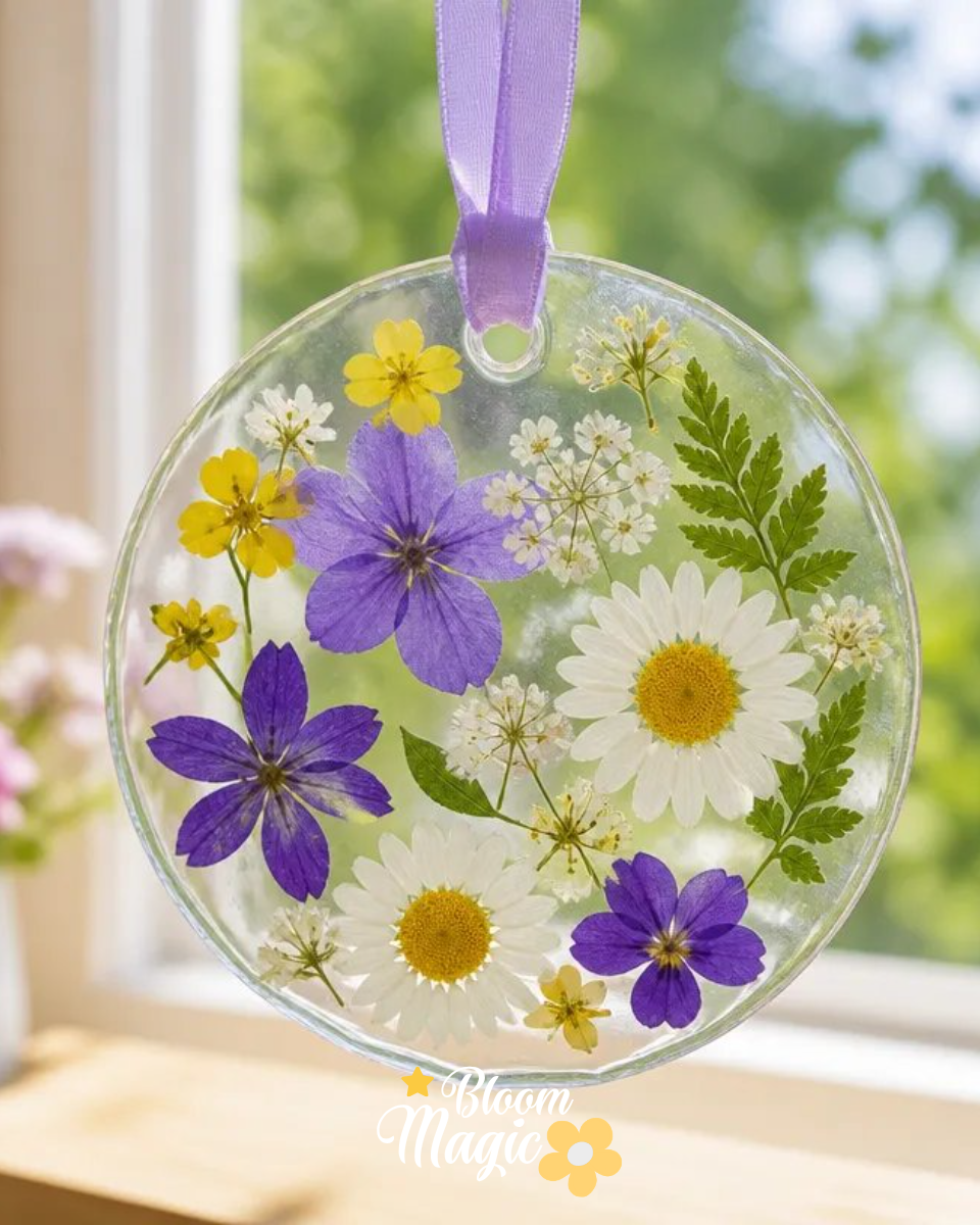 Clear Glue Pressed Flower Suncatcher