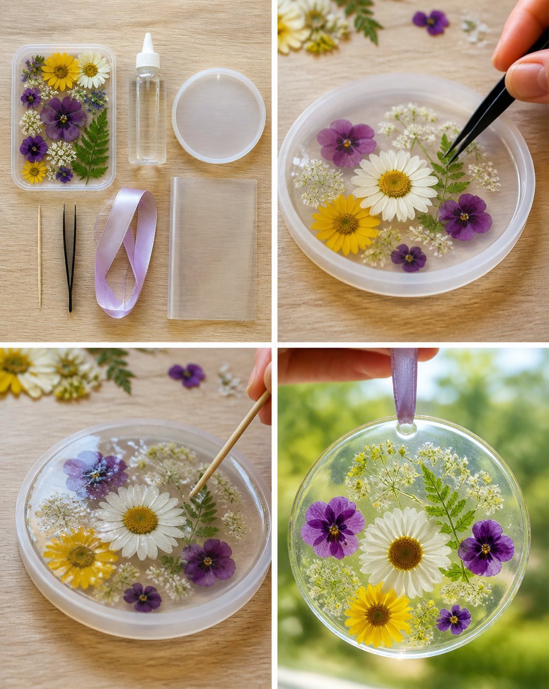 Clear Glue Pressed Flower Suncatcher