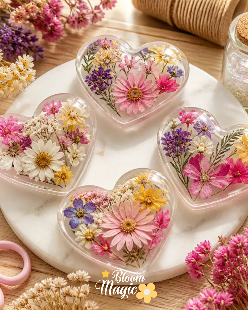 DIY Flower Hearts Craft Using Clear Glue