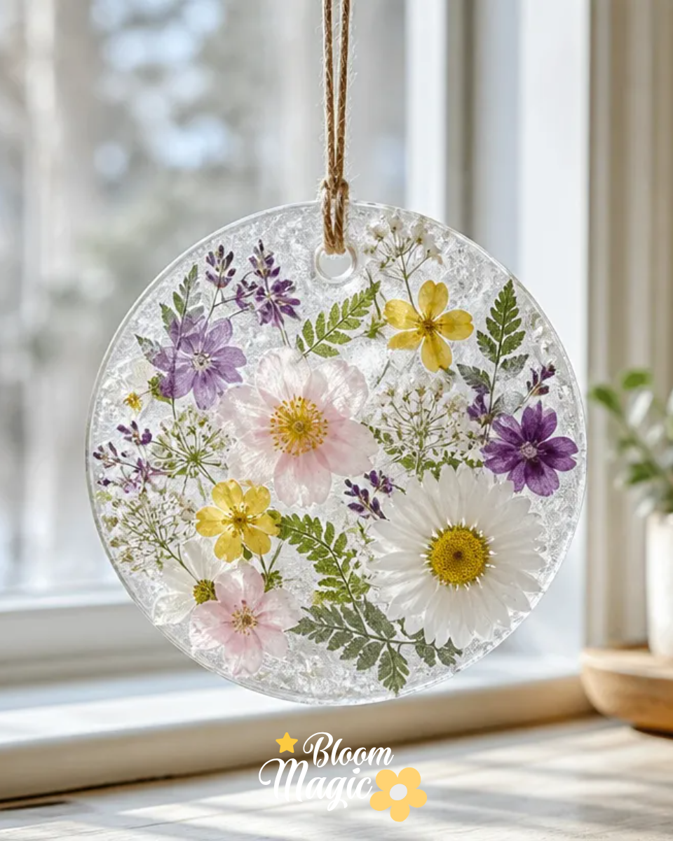 DIY Frosted Flower Ice Window Suncatcher for Winter Decor