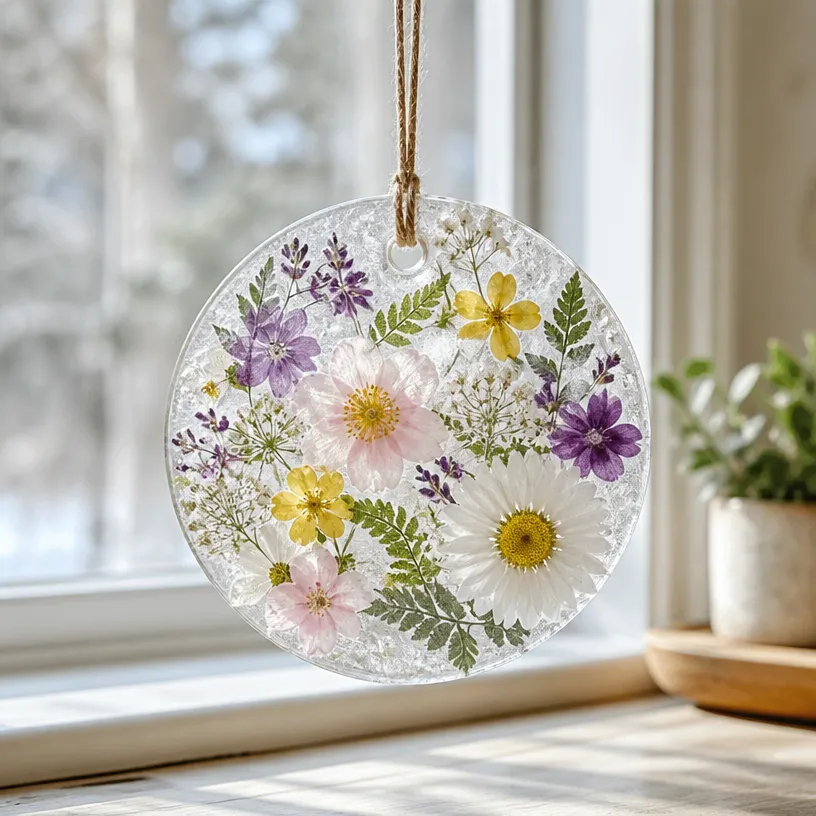 DIY Frosted Flower Ice Window Suncatcher for Winter Decor