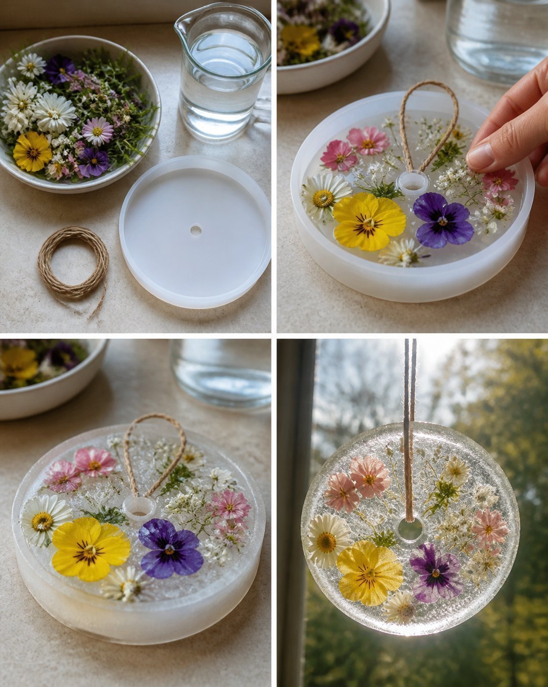 DIY Frosted Flower Ice Window Suncatcher for Winter Decor