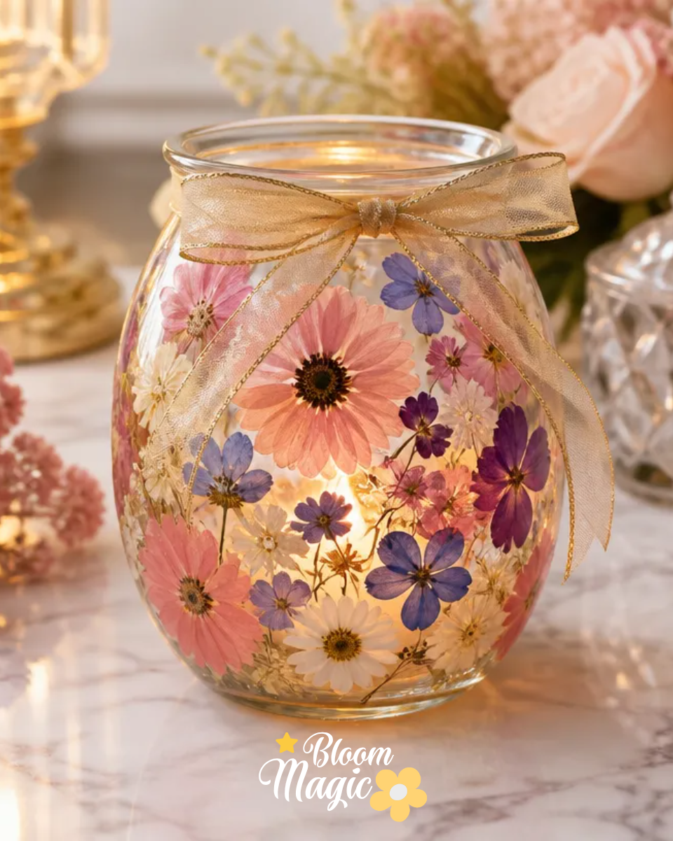 Dried Flower Glass Lantern DIY Tutorial Guide