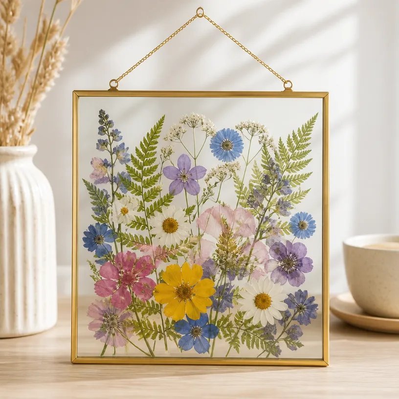 Floating Pressed Flower Glass Frame