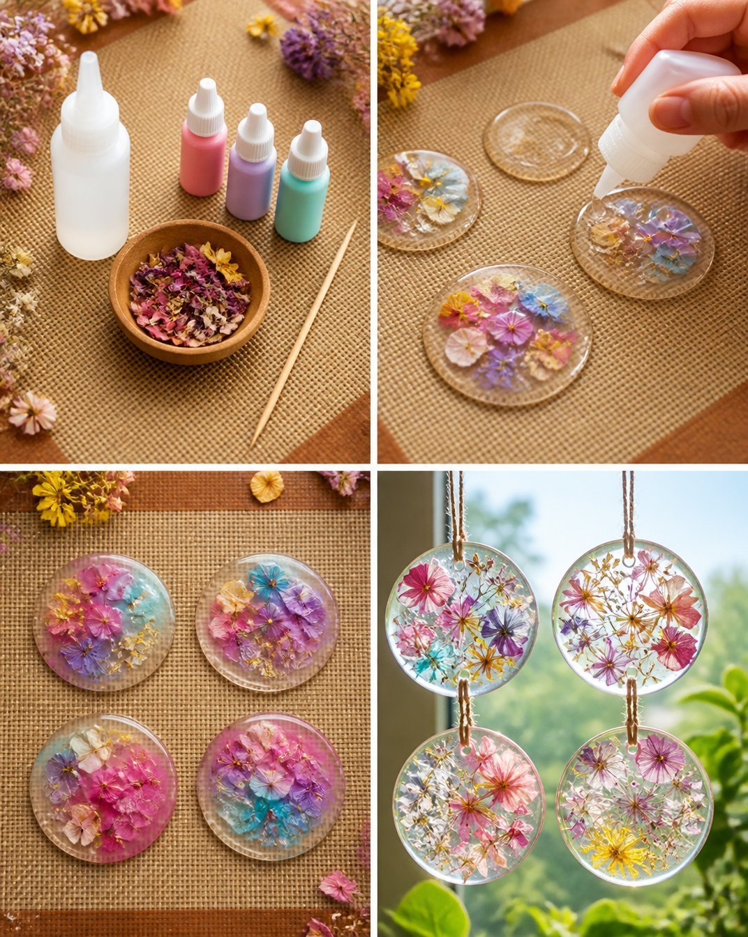 How to Make Pastel Flower Glue Suncatchers