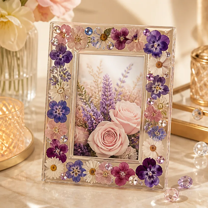 DIY Pressed Flower Crystal Picture Frame
