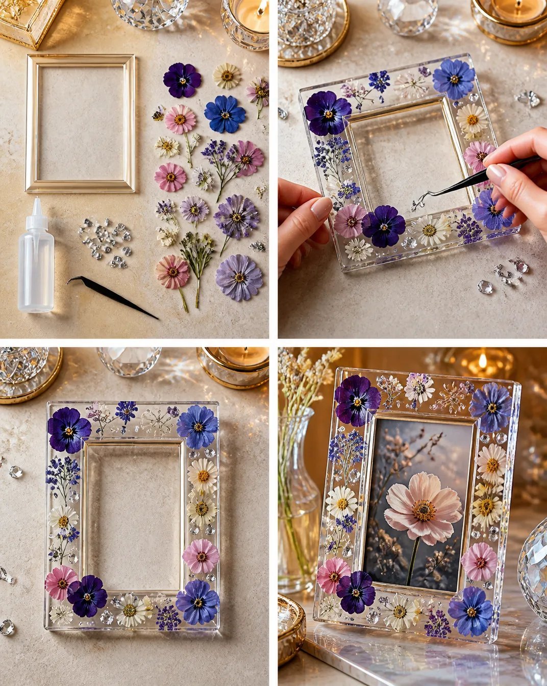 DIY Pressed Flower Crystal Picture Frame