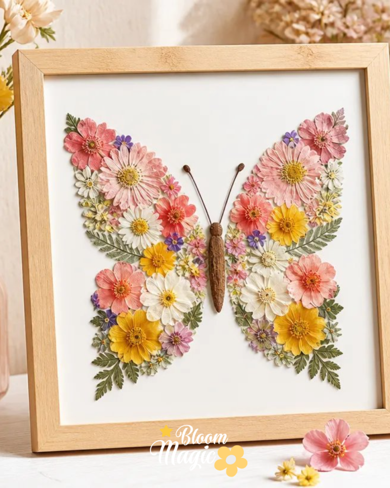 Pressed Flower Butterfly Collage Frame