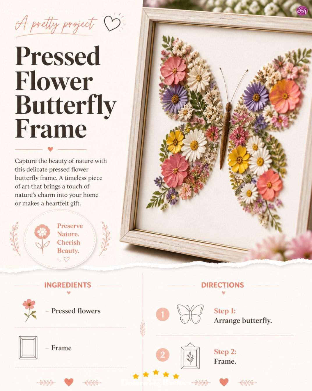 Pressed Flower Butterfly Collage Frame