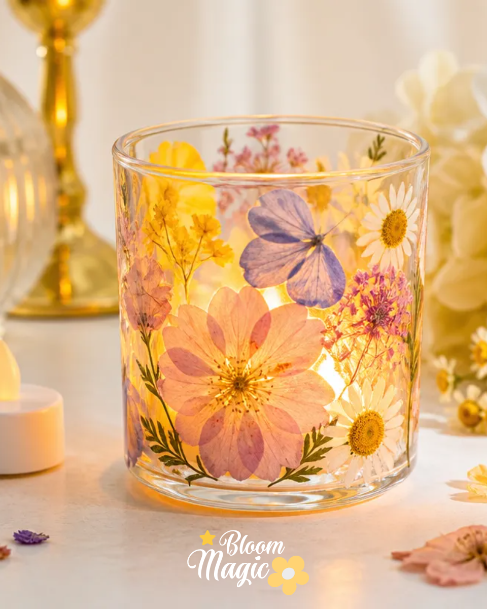 Pressed Flower Glass Candle Holder DIY
