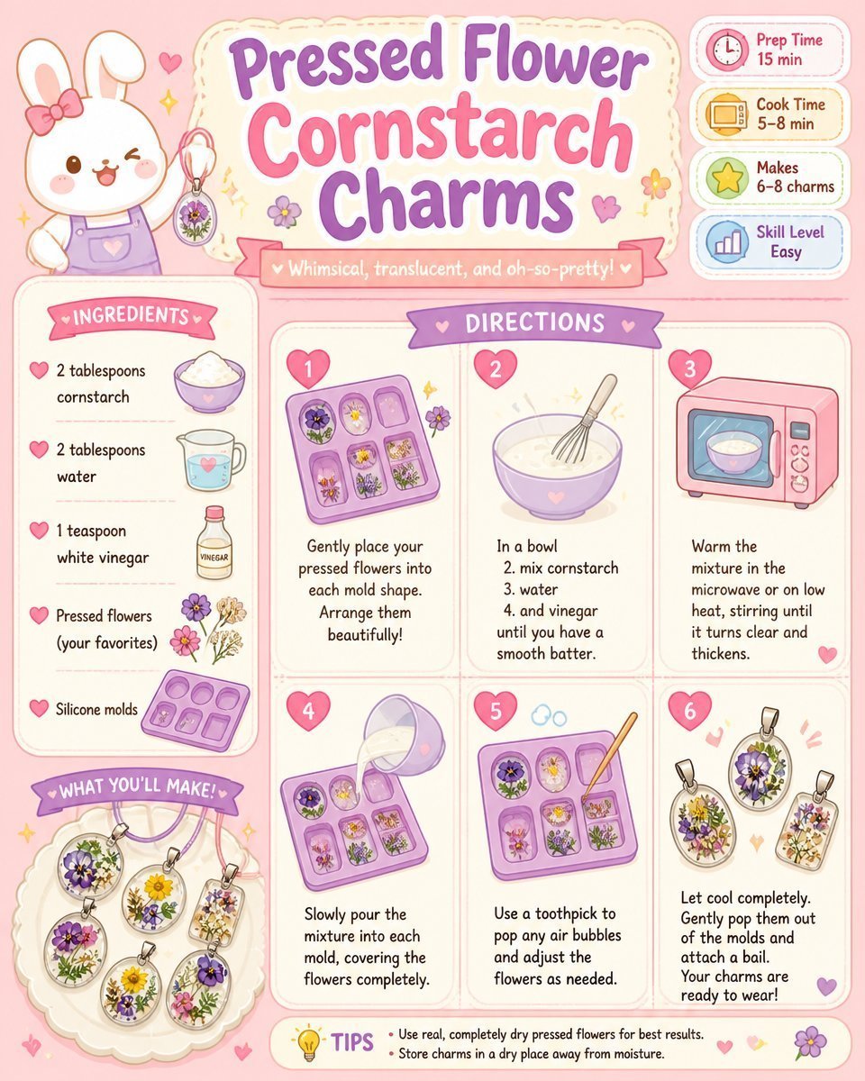 Pressed Flower Cornstarch Charms