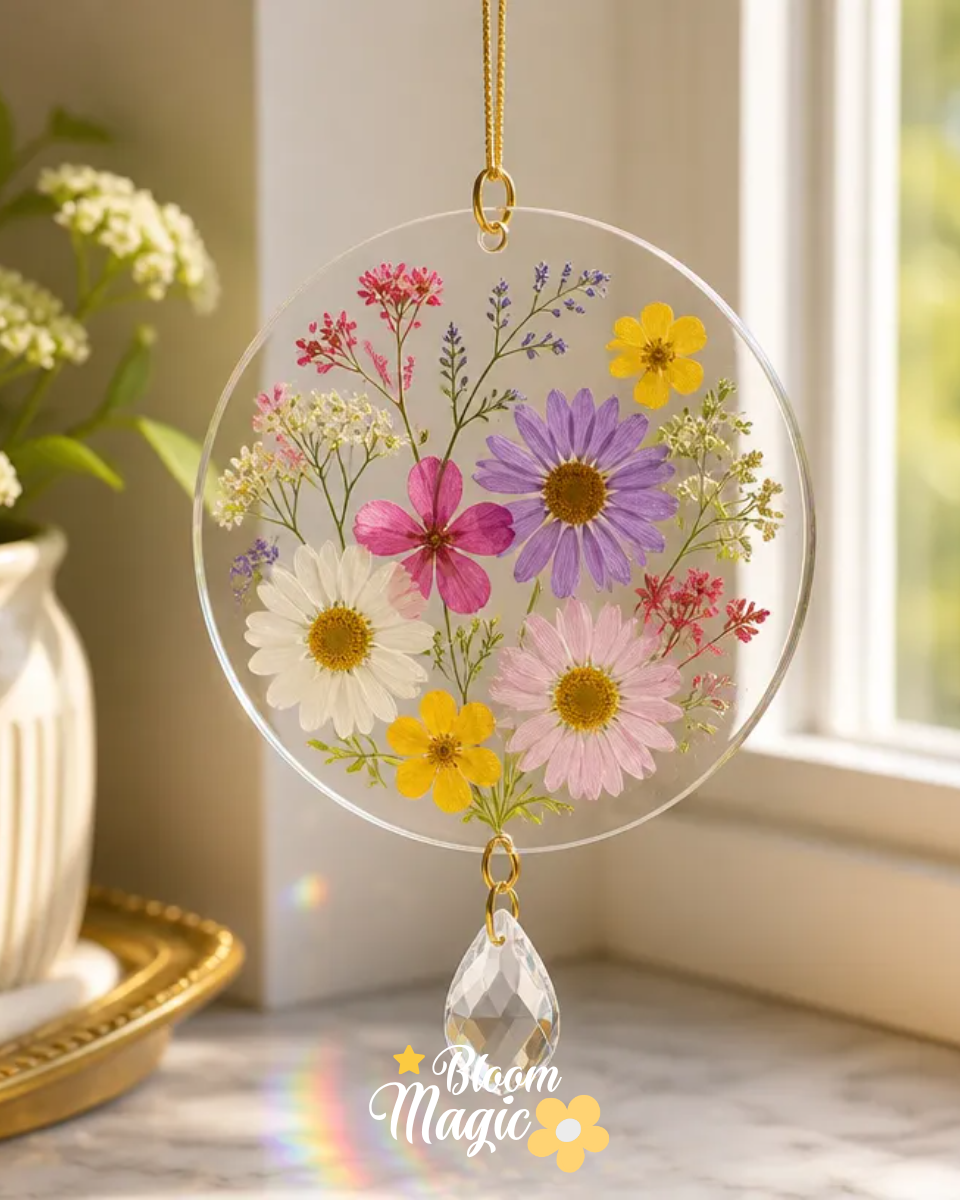 Pressed Flower Crystal Suncatcher DIY Tutorial