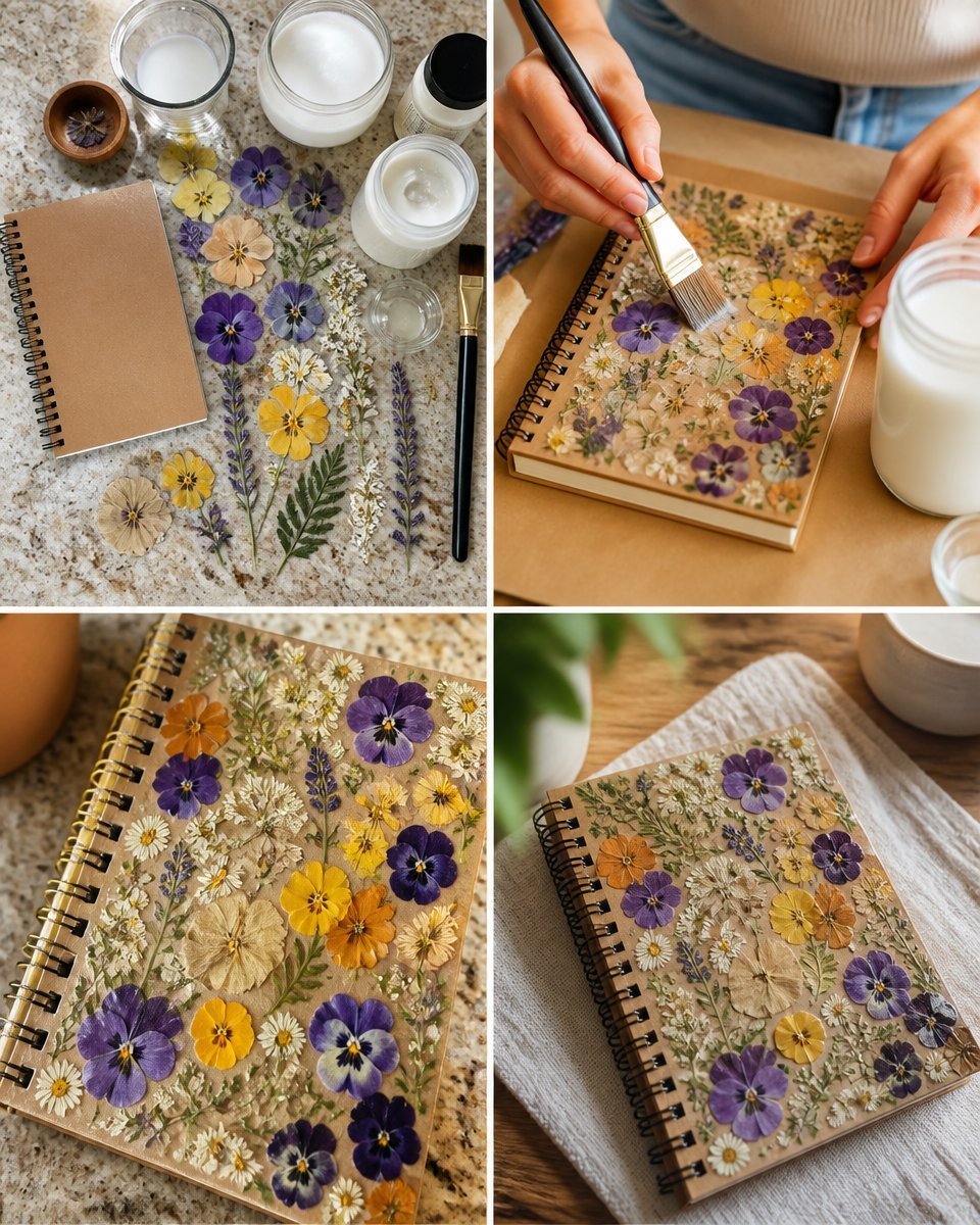 Pressed Flower Notebook Cover