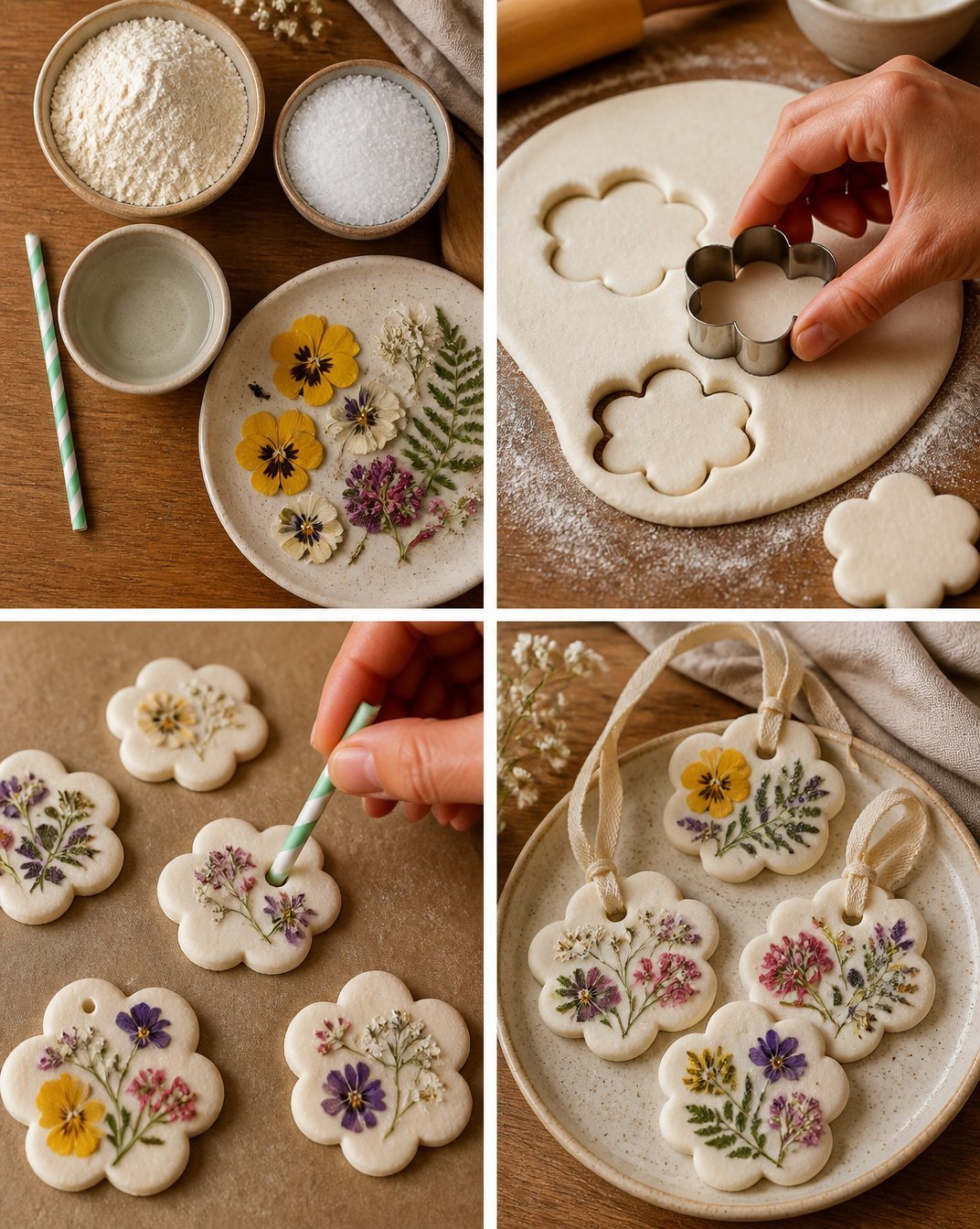 Pressed Flower Salt Dough Ornaments