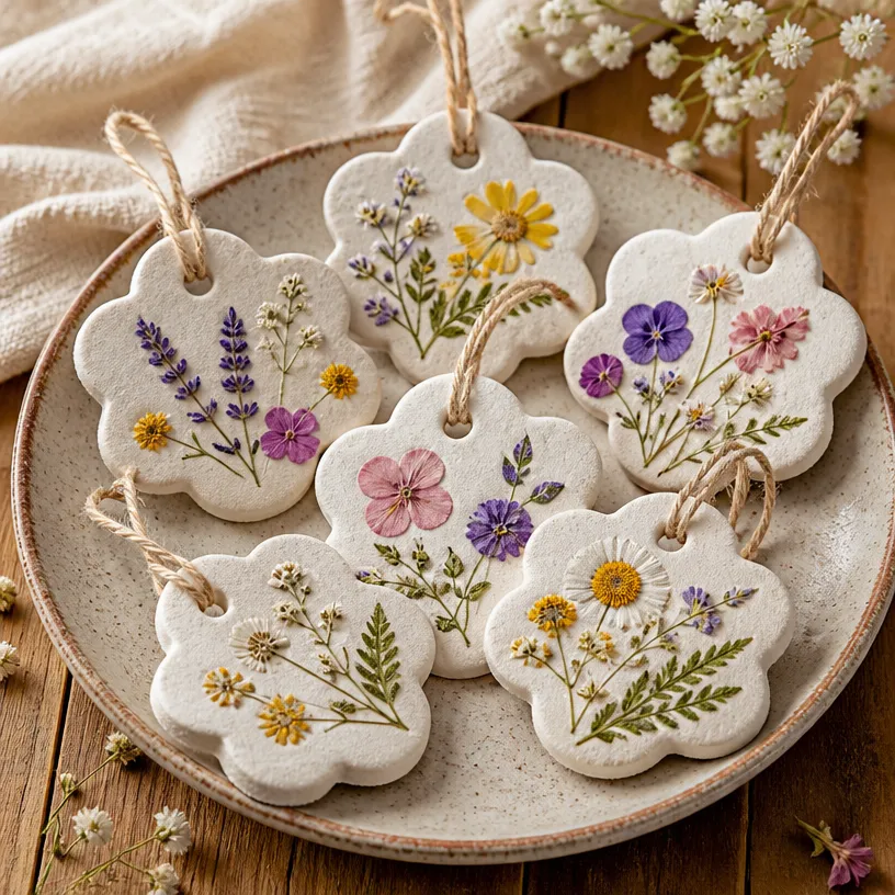 Pressed Flower Salt Dough Ornaments