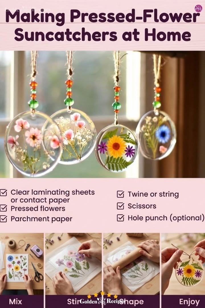 Contact Paper Pressed Flower Suncatcher