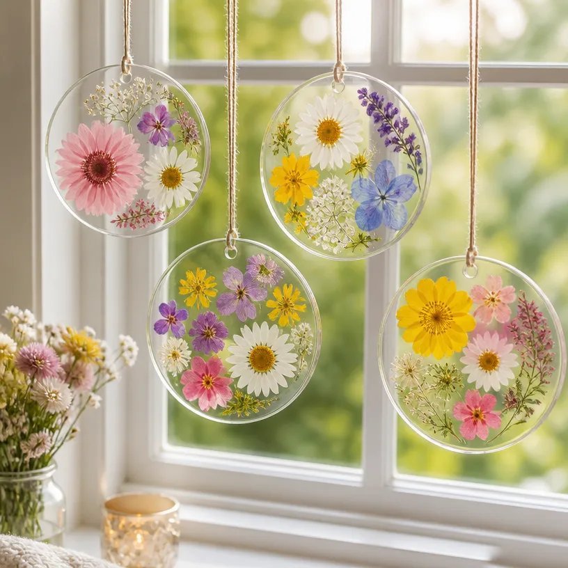 Contact Paper Pressed Flower Suncatcher