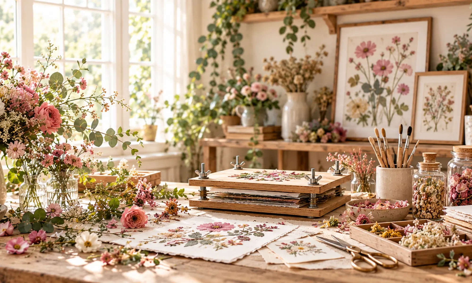 Magic Bloom DIY botanical craft studio with flowers and creative supplies