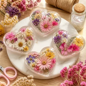 DIY Flower Hearts Craft Using Clear Glue