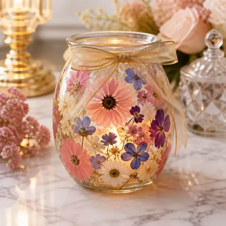 Dried Flower Glass Lantern DIY Tutorial Guide