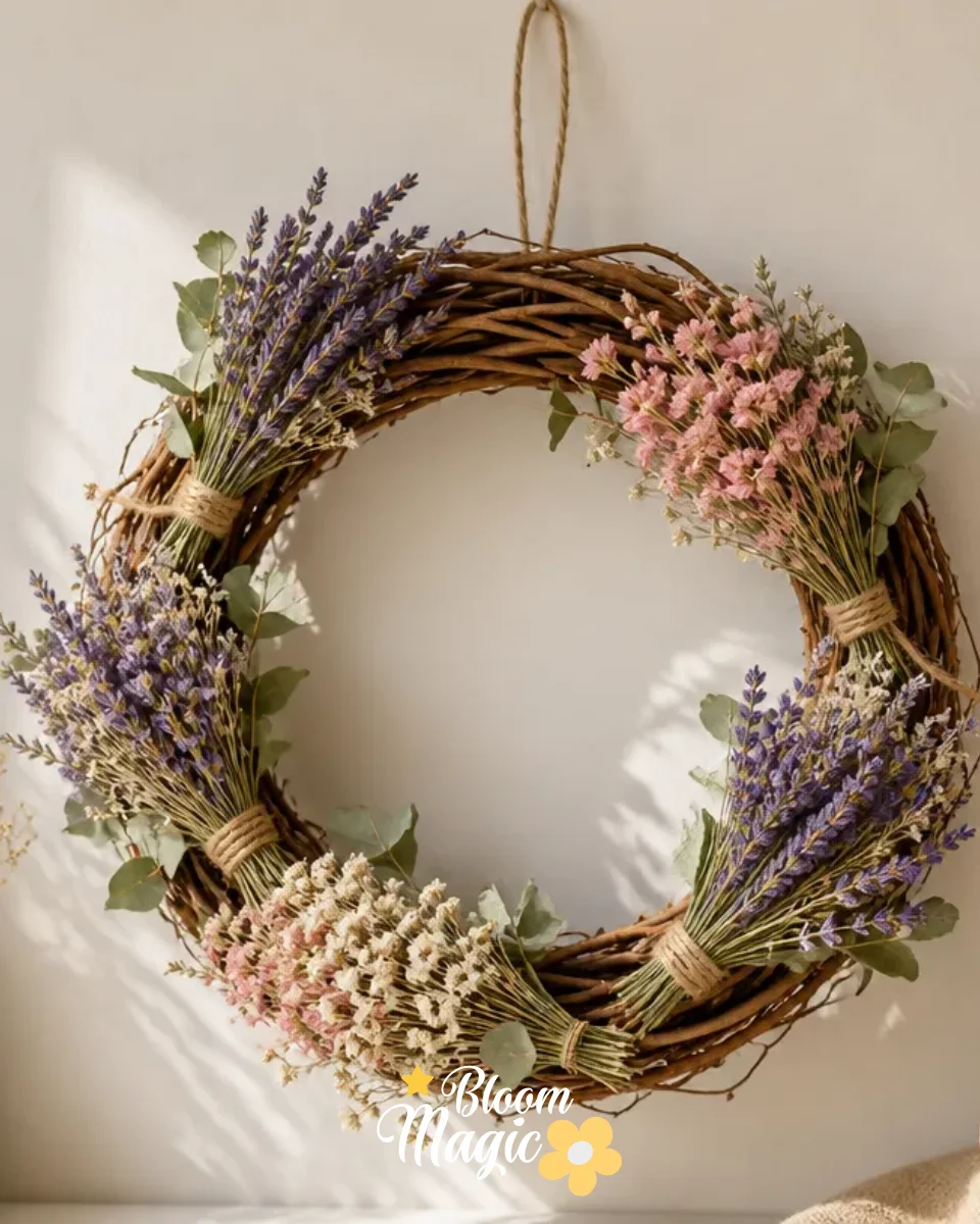 Dried Flower Grapevine Wall Wreath