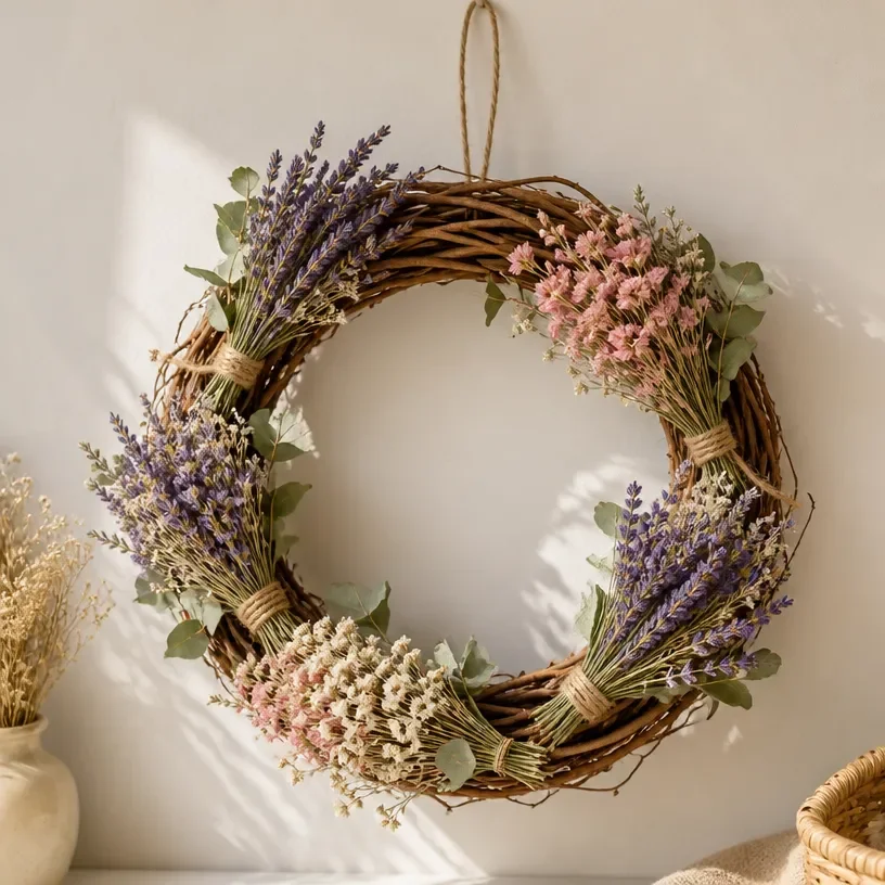 Dried Flower Grapevine Wall Wreath