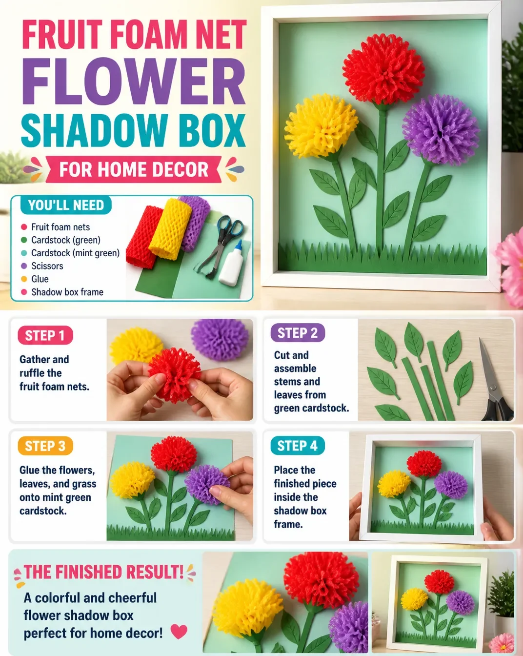 Fruit Foam Net Flower Shadow Box For Home Decor