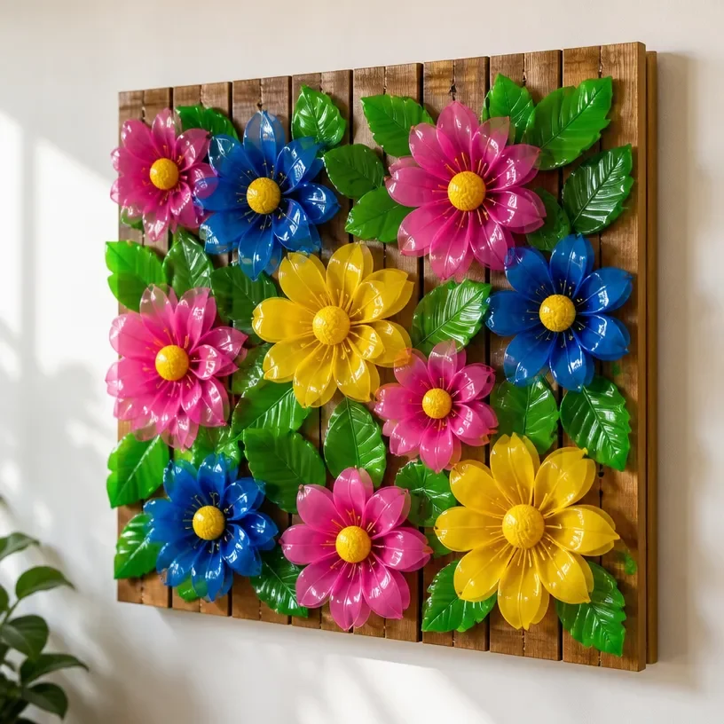 Plastic Bottle Flower Wall Panel