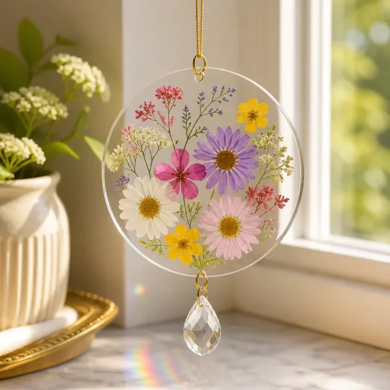 Pressed Flower Crystal Suncatcher DIY Tutorial
