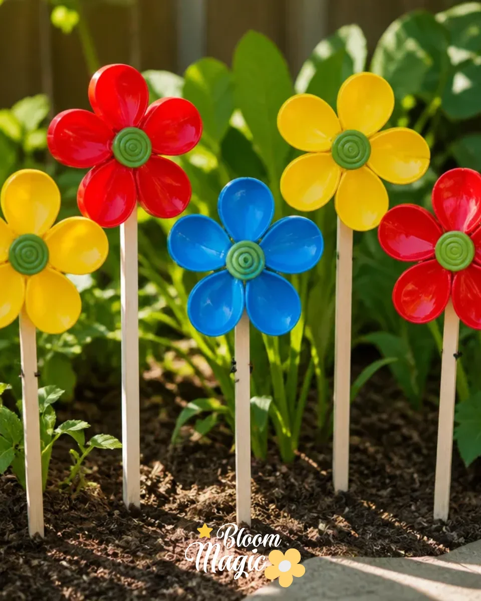 Recycled Bottle Flower Garden Stakes Tutorial
