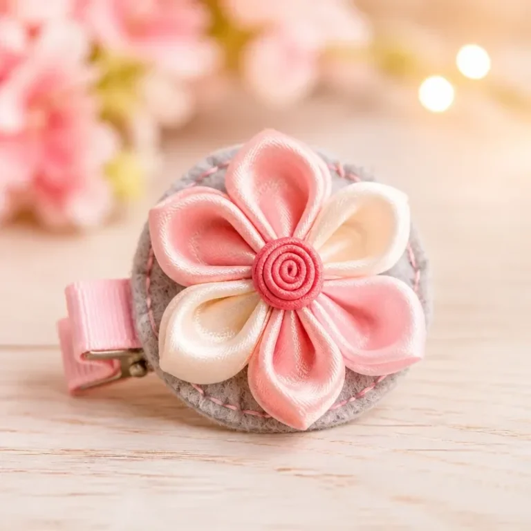 Beautiful ribbon flower hair clip for stylish looks