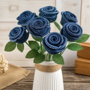 Rolled Denim Rose Bouquet