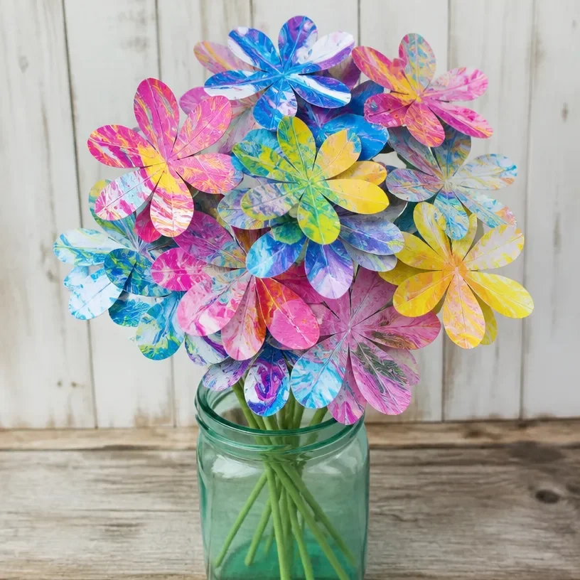 Salad-Spinner Paint Flower Bouquet